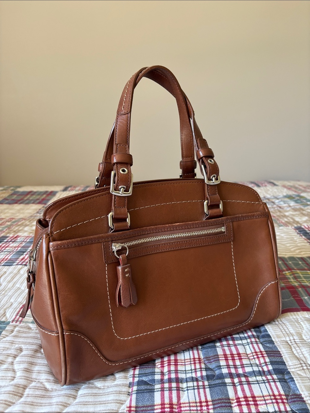 Coach Cognac Leather Satchel with Top Handles